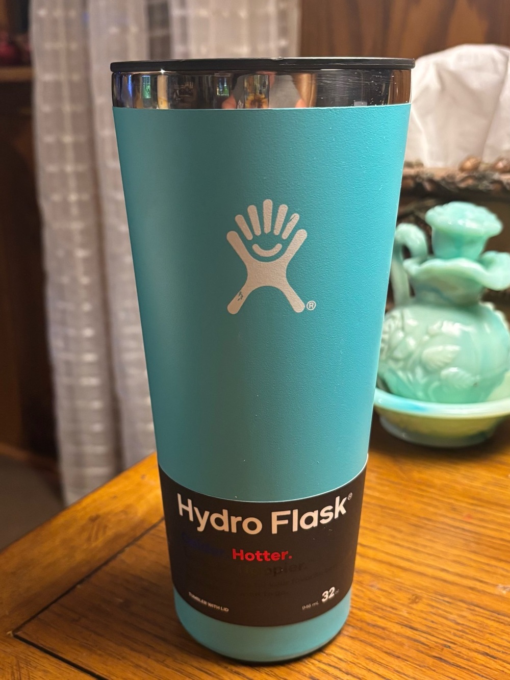 Hydro Flask 32 oz Teal Stainless Steel Tumbler w/ Drink-Through Lid